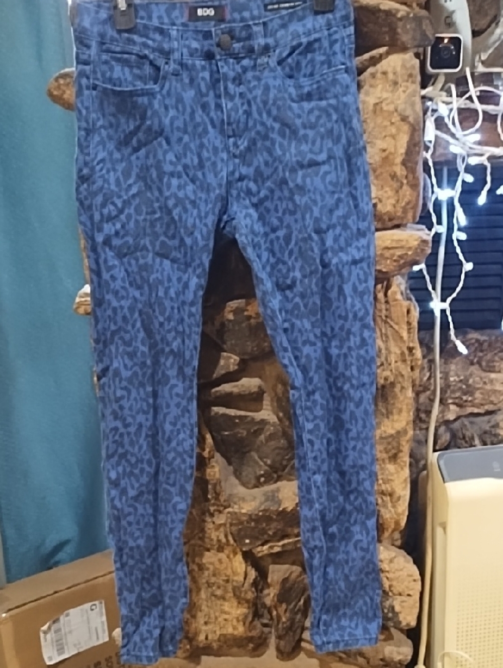 BDG Blue Leopard-Print Skinny Jeans